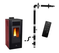 Poêle à granulés étanche Anita 11,6 kW Bordeaux Sannover + Kit d'installation