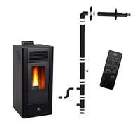 Poêle à granulés étanche Anita 11,6 kW Noir Sannover + Kit d'installation