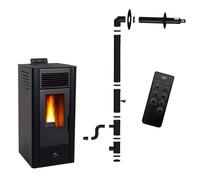 Poêle à granulés étanche Anita 11,6 kW Noir Sannover + Kit d'installation