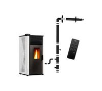 Poêle à granulés étanche Anita 12 kW Blanc + Kit d'installation Complet