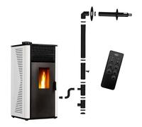 Poêle à granulés étanche Anita 12 kW Blanc Sannover + Kit d'installation