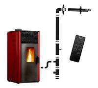 Poêle à granulés étanche Anita 12 kW Bordeaux Sannover + Kit d'installation