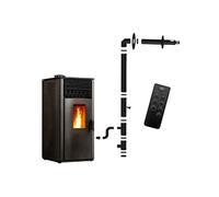 Poêle à granulés étanche Anita 12 kW Noir Sannover + Kit d'installation Complet