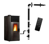 Poêle à granulés étanche Anita 12 kW Noir Sannover + Kit d'installation