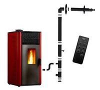 Poêle à granulés étanche Anita 13 kW Bordeaux Sannover + Kit d'installation Complet Bordeaux G