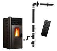 Poêle à granulés étanche Anita 13 kW Noir Sannover + Kit d'installation Complet Noir G