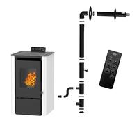 Poêle à granulés étanche Anita 7,6 kW Blanc Sannover + Kit d’installation Complet
