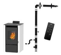 Poêle à granulés étanche Anita 7,6 kW Blanc Sannover + Kit d’installation Complet