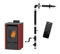 Poêle à granulés étanche Anita 7,6 kW Bordeaux Sannover + Kit d’installation Complet