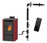 Poêle à granulés étanche Anita 9,4 kW Bordeaux Sannover + Kit d’installation