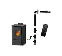 Poêle à granulés étanche Anita 9,4 kW Noir Sannover + Kit d’installation