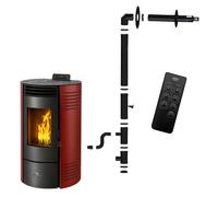 Poêle à granulés étanche Azora 11,6 kW Bordeaux Sannover + Kit d'installation