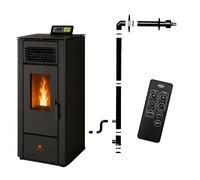 Poêle à granulés Étanche EMMA 10 kW + kit conduit ventouse - Noir