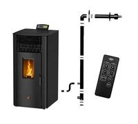 Poêle à granulés Étanche EMMA 15 kW + kit conduit ventouse - Noir
