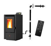Poêle à granulés Étanche EMMA 6 kW + kit conduit ventouse - Noir
