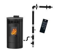 Poêle à granulés étanche Flavia 15 kW Noir Sannover + Kit d'installation Complet