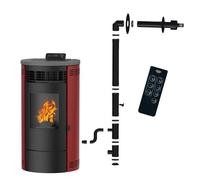 Poêle à granulés étanche Flavia 9,5 kW Bordeaux Sannover + Kit d'installation Complet