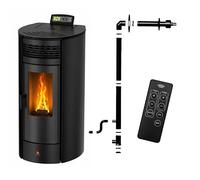 Poêle à granulés Étanche FLORA 14 kW + kit conduit ventouse - Noir