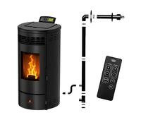 Poêle à granulés Étanche FLORA 9 kW + kit conduit ventouse - Noir