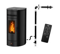 Poêle à granulés Étanche Hydro - LOLA 22 kW + kit conduit ventouse - Noir