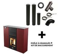 Poêle à granulés étanche Slim Astral 12 kW Bordeaux Sannover + Kit d'installation Complet Bordeaux G