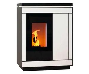 Poêle à granulés Olsberg Epana 6 kW avec Ambilight étanche Corps noir, habillage céramique blanche