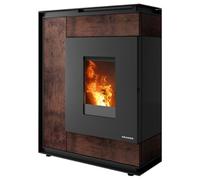 Poêle à granulés Oranier Boreas 8 kW Revêtement en pierre frittée Corten, Sortie fumée au-dessus Ø 80 mm