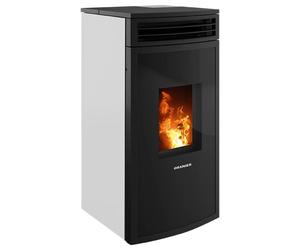 Poêle à granulés Oranier Neta 8 kW Acier Blanc de soie, Sortie fumée arrière Ø 80 mm