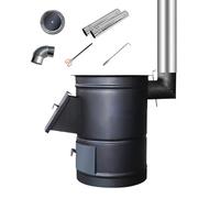 Poêle à granulés pour chauffage domestique, poêle à bois cylindrique d'intérieur pour la cuisine, le chauffage, la cuisson et le barbecue - Noir (Dimensions : 40 x 50 cm)