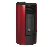 Poêle à granulés rond étanche CRISTO rouge bordeaux 9kW
