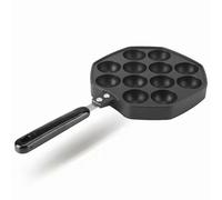 Poêle à gril antiadhésive pour poulpe Pancake Maker 12 cavités Boule de poulpe Poignée épaissie Moule de cuisson Ustensiles cuisine Conception anti-brûlure Aluminium pour la maison Restaurant Snack
