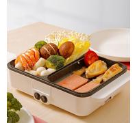 Poêle à gril électrique 2 vitesses, petit Pot chaud multifonctionnel domestique de 2 L, un Pot 1200 W, haute puissance, Mini Barbecue pour dortoir