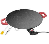 Poêle À Gril Électrique D'intérieur Antiadhésive, Plaque Ronde Multifonctionnelle sans Fumée avec Contrôle De La Température for Steaks, Crêpes, Barbecue avec Brosse À Huile(14.17in)