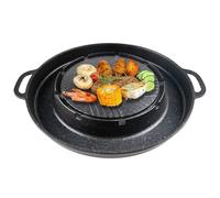 Poêle à griller 2 en 1, anti-adhésive en alliage d'aluminium, poêle en fonte anti-adhésive en alliage d'aluminium, pour barbecue, fumoir, cuisson de camping