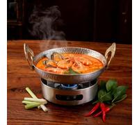 Poêle à Griller 304 Style Rétro Thai BBQ Poêle à Griller 304(20cm) | Acier inoxydable 304, double stable, pour idéal camping, résistant rouille, design rétro thaï