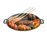 Poêle à griller de cuisinière - Poêle ronde sans revêtement - Poignée anti-graduation - Gadget de cuisson sûr et - Pour les fêtes à la plage, le jardin et le barbecue - Veransta