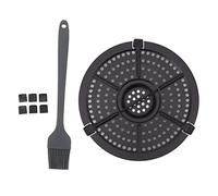 Poêle à Griller de Rechange pour Friteuse à Air de 16 Cm en Acier Inoxydable avec Brosse à Huile pour Cuisine, Ronde, Passe au Lave-vaisselle