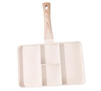 Poêle à Griller Divisée en Aluminium avec Revêtement en Pierre Naturelle Maifan pour Petits Déjeuners Sains, œufs et Légumes à Frire 13,8x10,6 Pouces (WHITE)