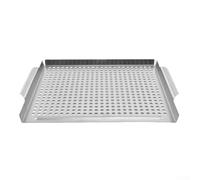 Poêle à griller en acier inoxydable avec perforation, pour une cuisson homogène, plateau de barbecue de qualité alimentaire avec trous de drainage, pour barbecues au charbon et électriques, argenté