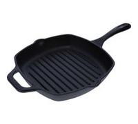 Poêle à Griller en Fonte Naturelle Induction 25x25cm pour le Feu, Barbecue, Four, Victoria, 38571, , Noir Noir G