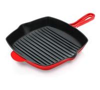 NutriChef – Poêle à griller en fonte émaillée carrée 28 cm – Rouge