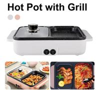 Poêle à griller - EU - Électrique multifonctions - 1000 W - Antiadhésif - Blanc