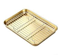 Poêle à griller massive en acier inoxydable pour barbecue à gaz (23 x 17 cm | Grille d'évacuation intégrée, cuisson faible en graisse, acier inoxydable durable, 40 x 30 cm, surface dorée