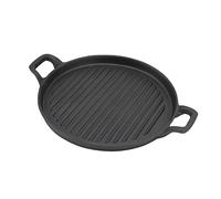 Poêle à Griller, Plaque Griller Ronde en Fonte avec 2 Poignées, Hauteur 2 cm, pour Steaks, Viandes, Poissons et Grillades(31CM)