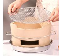 Poêle à griller portable en argile - Barbecue 2 en 1 au charbon de bois et poterie pour le camping, barbecue de taille moyenne, idéal pour les pique-niques et le hayon