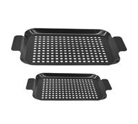 Poêle à griller pour la cuisine intérieure | 2 poignées de barbecue antiadhésives, ustensiles de cuisine de camping, utilisation intérieure et extérieure pour barbecues au charbon de bois, barbecues