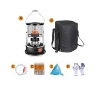 Poêle à kérosène amovible sans électricité, chauffage de Camping relevable en plein air avec mèche de rechange/sac de rangement et accessoires(Black)