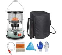 Poêle à kérosène amovible sans électricité, chauffage de Camping relevable en plein air avec mèche de rechange/sac de rangement et accessoires(Light Green)