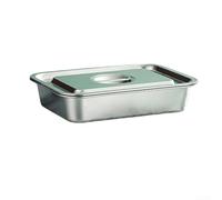 Poêle à lasagnes en acier inoxydable avec couvercle, intérieur profond pour plats rôtis et assemblage de repas allant au four (81,3 x 55,9 x 17,8 cm)