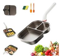 Poêle à omelette 3 en 1 de grande capacité, épaisse et profonde, antiadhésive, en céramique de titane, avec poignée surélevée anti-brûlure, compatible avec toutes les plaques de cuisson.